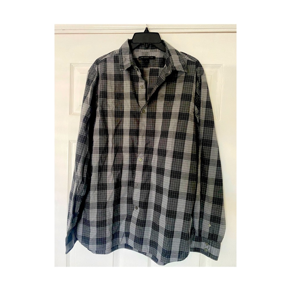 John Varvatos black/grey plaid shirt size L